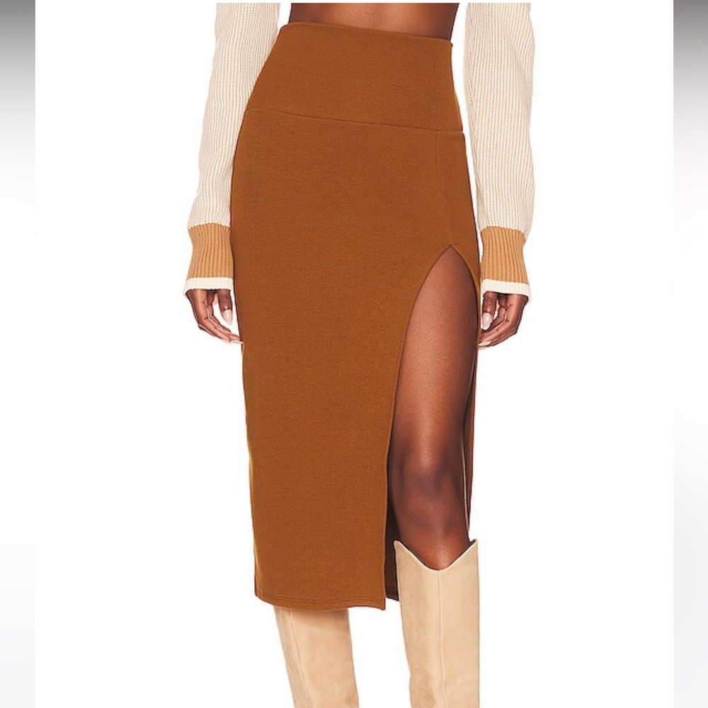 Revolve brown midi skirt